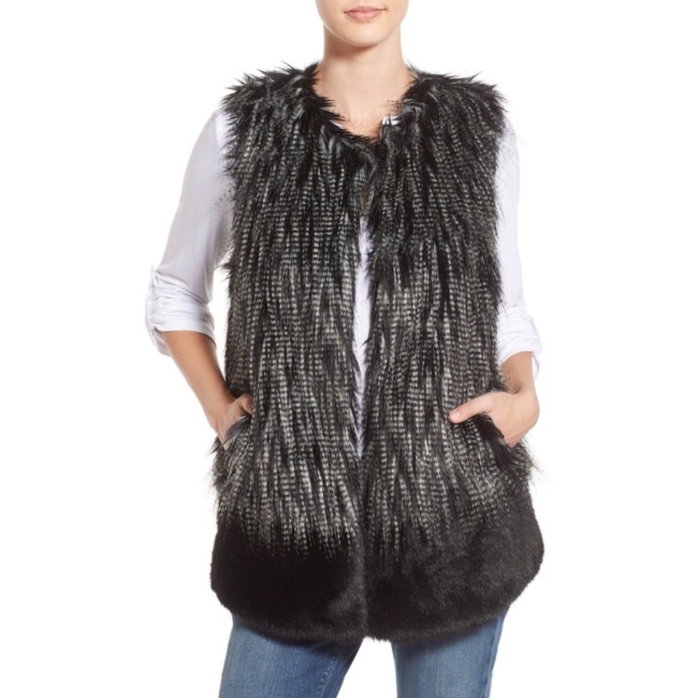 Parkhurst Black and Grey faux fur vest Nordstroms